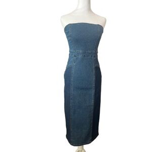 Forever 21 Blue Strapless Denim Dress